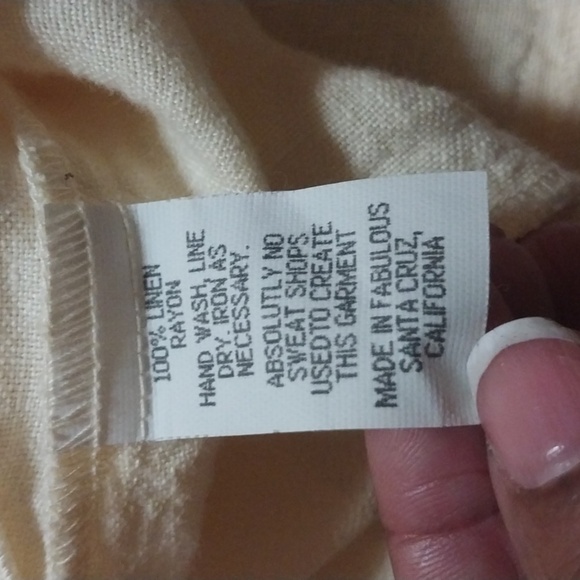Christine Damen Size Small Linen Sheer Rayon Hem Shirt Yellow - Picture 8 of 8
